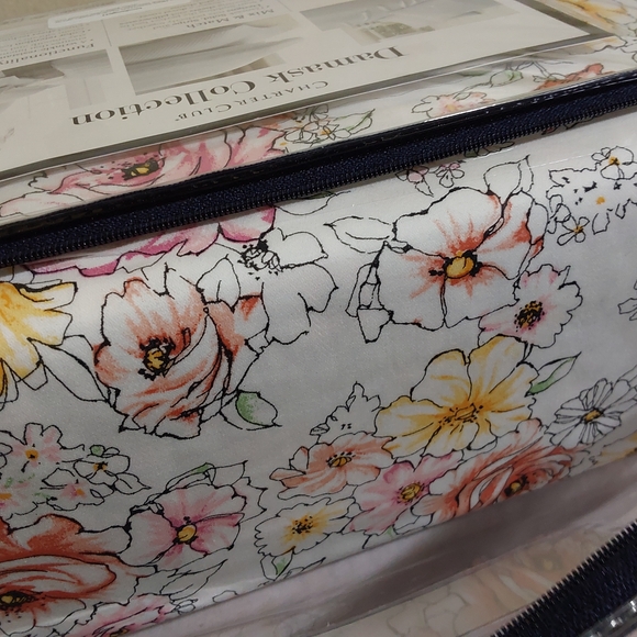 Charter Club Damask Floral Cal King Sheet Set - White with Pink & Yellow Flowers - Picture 6 of 7